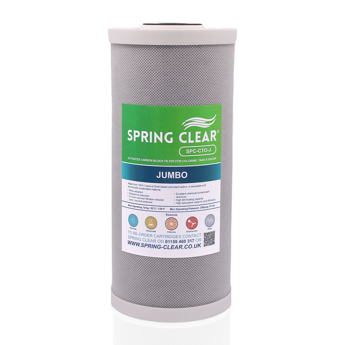 SpringClear Jumbo CTO - Activated Carbon Block Filter for Chlorine Taste & Odour Reduction - PurePond  Replacement