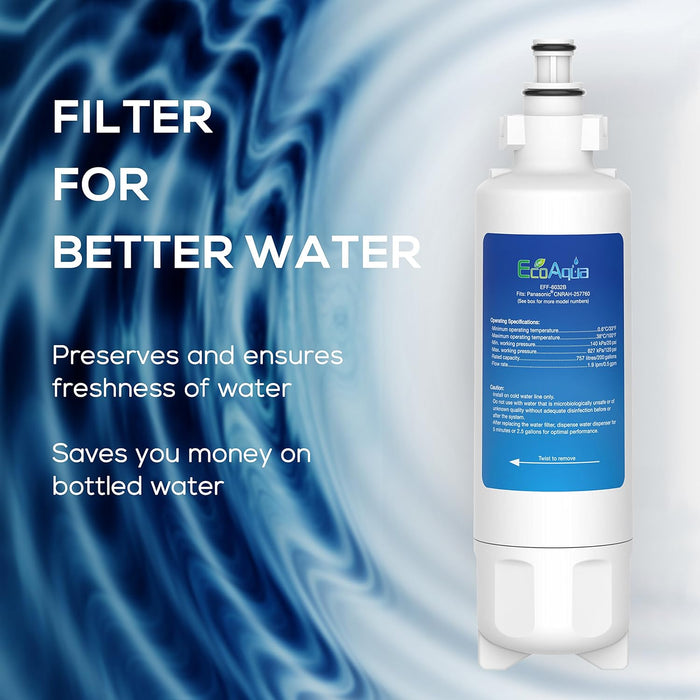 EcoAqua EFF-6032B Water Filter compatible with Panasonic NR-BG53V2, NR-BG53VW2, NR-B53V1, NR-B53V1-WB, NR-B53V1-X1D