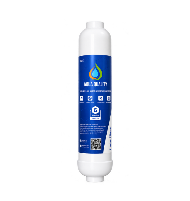 Aqua Quality AQ002 PFAS & Microplastic Filter for Fridges, Water Coolers & Under-Sink – 1/4" Push-Fit