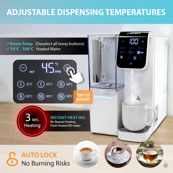 Aqua Quality Countertop Reverse Osmosis System with Instant Hot Water Dispenser and Drinking Water
