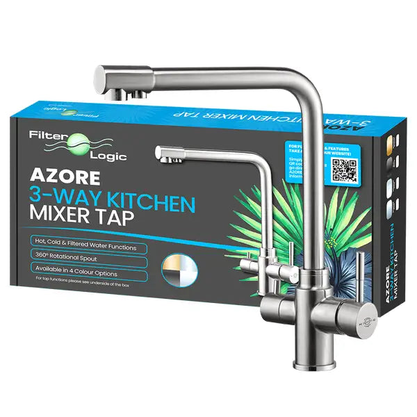 Azore 3-Way Filter Tap with Brushed Steel Finish