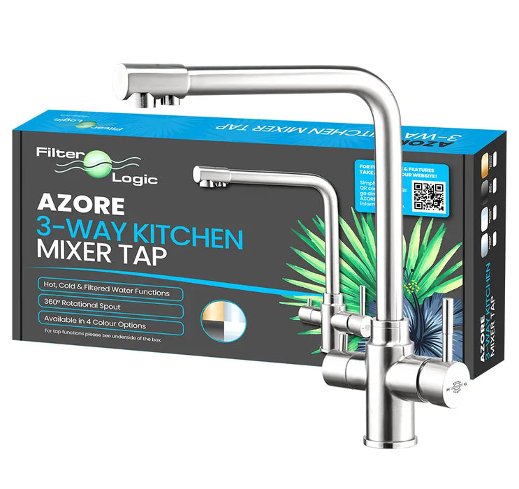 Azore 3-Way Filter Tap with Mirrored Steel Finish