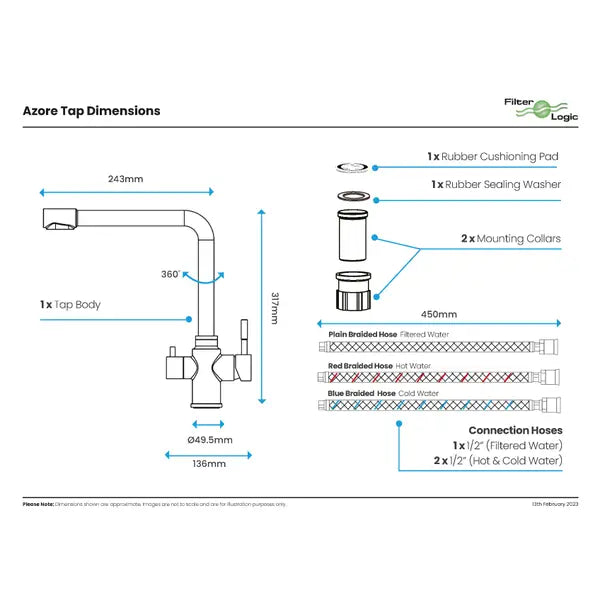 Azore 3-Way Filter Tap with Gun Black Finish