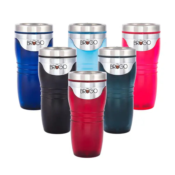 BruGo Leak Proof Insulated Travel Mug with Built-In Temperature Control Chamber in Retro Colour