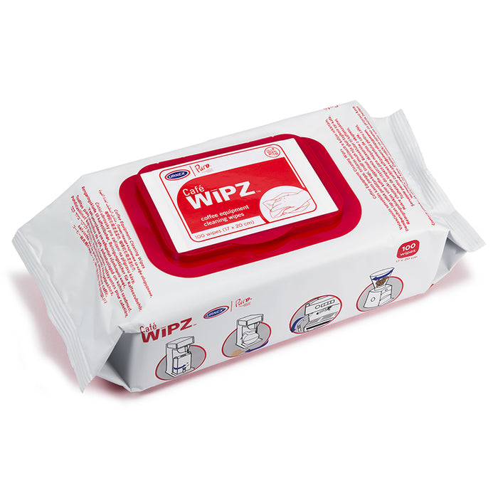 Urnex Cafe Wipz - Used on Coffee Equipment and Machines - Pack of 100 Wipes